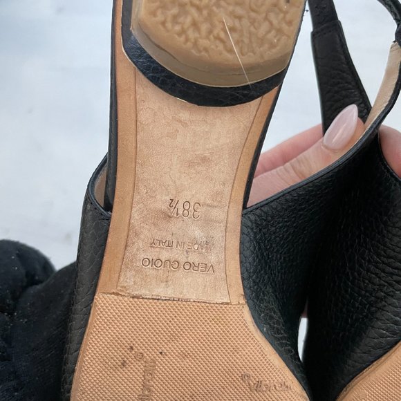 Nicholas Kirkwood Beya Pointed Toe Slingback Pumps Black Leather Flats 38.5 - Picture 10 of 11